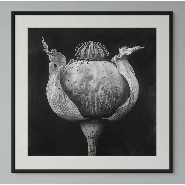 Contemporary Poppy Pod Head No. 5 - Black and White Botanical Floral Photograph Print | Karl Blossfeldt | Unframed For Sale - Image 3 of 3