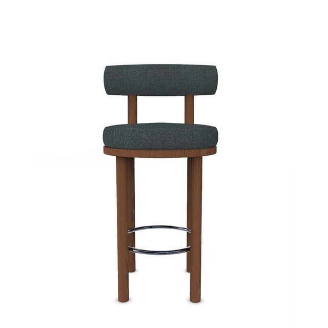 Metal Collector Modern Moca Bar Chair in Safire 10 Fabric and Smoked Oak by Studio Rig For Sale - Image 7 of 7