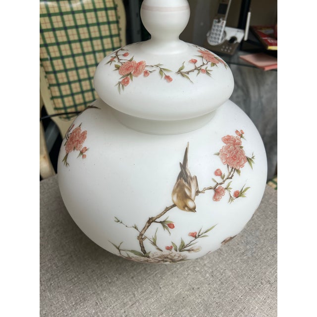 White 1970s Italian Opaque White Birds and Floral Vase With Lid For Sale - Image 8 of 8