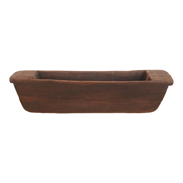 Hefty Antique Wood Trough Vessel For Sale