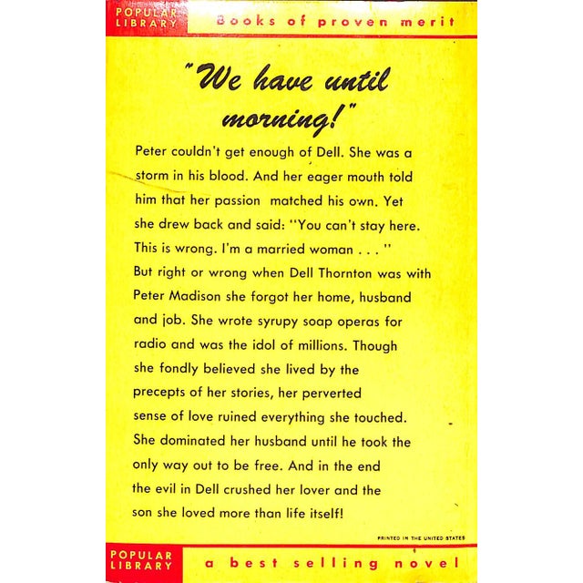 KENT, Mona [224] pp. Popular Library 1950 6 1/2" x 4 1/8" ELL begins life on an Indi-ana farm, a realistic, hard-driven...