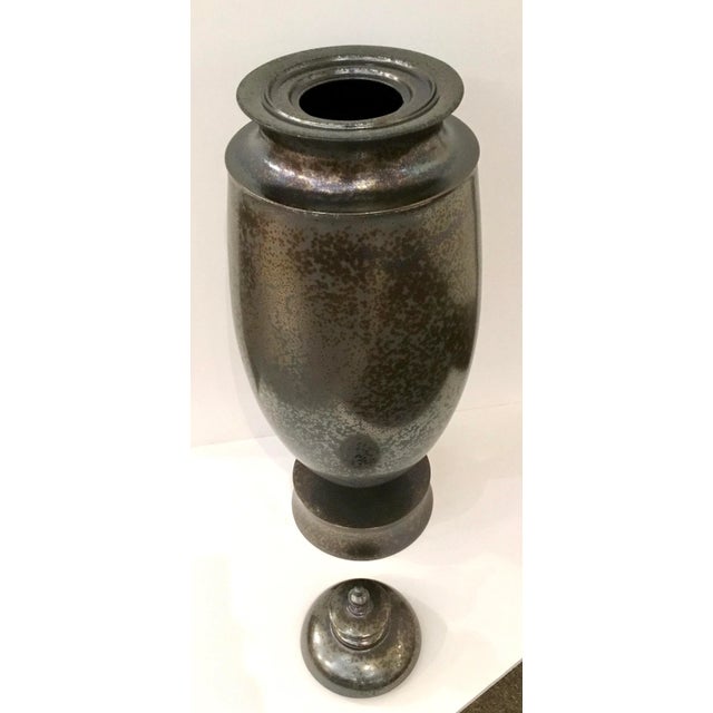 Global Views Global Views Modern Large Metallic Glaze Ceramic Tabernacle Jar For Sale - Image 4 of 5