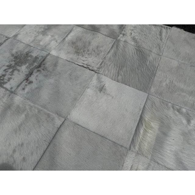 8ft Square Silver Gray Patchwork Hair on Hide Area Rug For Sale In San Francisco - Image 6 of 12