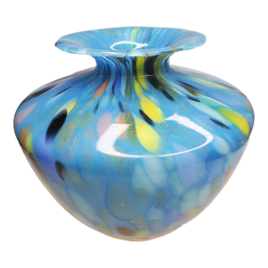 Vintage Murano Style Art Glass Blue Blown Vase