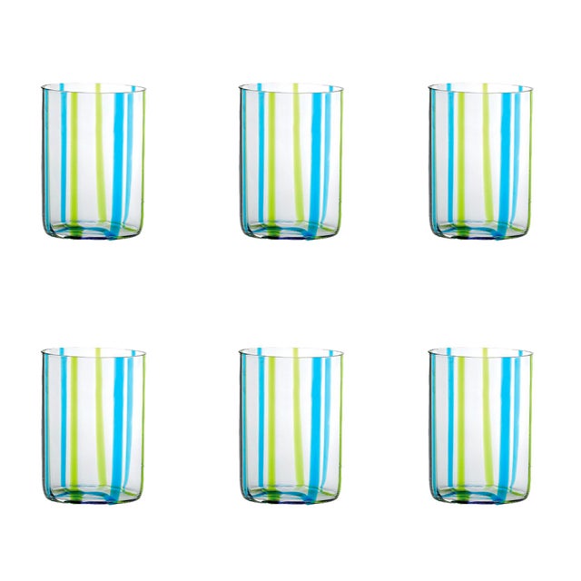 Contemporary Tirache Tumbler in Aquamarine & Green - Set of 6 For Sale - Image 3 of 3