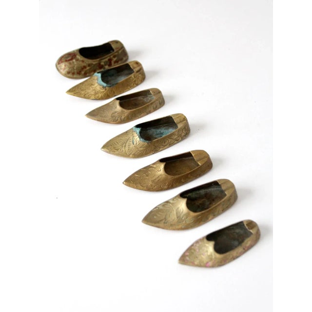 Brass Vintage Brass Single Ashtray Collection - Set of 7 For Sale - Image 8 of 10
