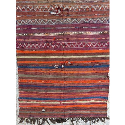 Beautiful mid century Moroccan Berber rug with nice simple geometrical and tribal design and nice colours with purple ,...