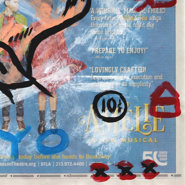 Contemporary Luxury Spa Day in Tokyo - Original Pop Art Acrylic Painting on Newspaper by Gary John For Sale - Image 3 of 6
