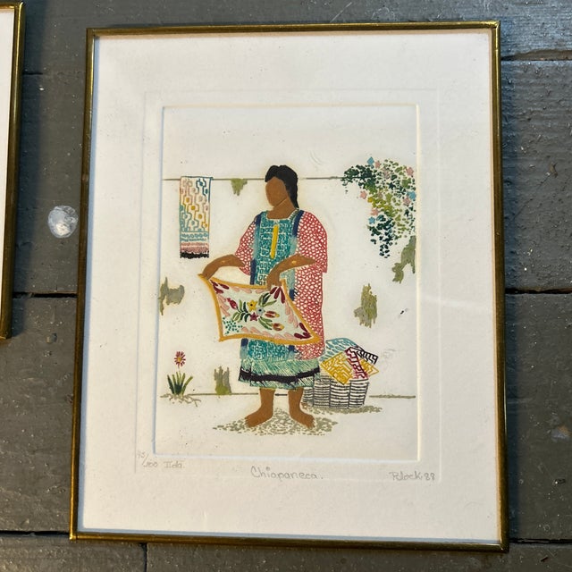 Folk Art Four 1980’s Mexican Folk Art Embossed Lithographs - Set of Four For Sale - Image 3 of 6