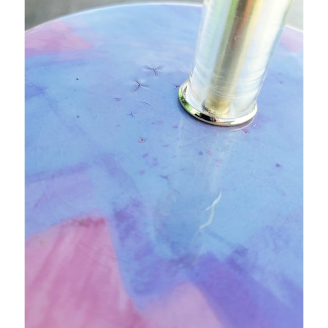 Vintage Balloon Murano Style Pastel Pink Blue Glass Striped Regency Table Lamp For Sale In West Palm - Image 6 of 7