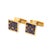 Late 20th Century Men's Vintage Bvlgari 18k Gold Blue Lapis Brown Tiger’s Eye Checkers Cufflinks, A Pair For Sale - Image 4 of 8