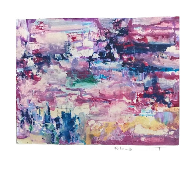 Composition in Pink and Violet, Original Drawing, Mid-20th Century For Sale