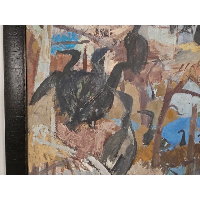 "Shorebirds in Trees" Original Painting on Paper, Morris Shulman, 1952 For Sale - Image 10 of 11