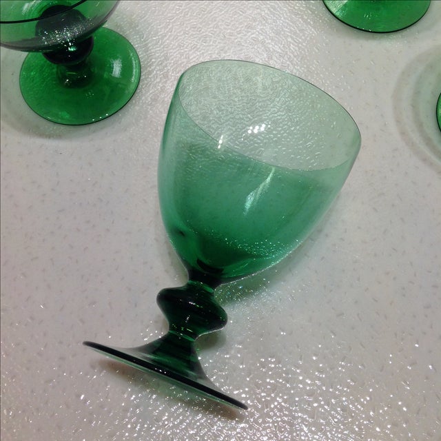 Vintage Emerald Green Crystal Stemware Set of 8 Chairish