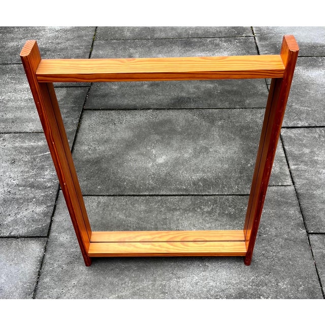 1960s Wall Mirror with Deep Pine Frame in the style of Charlotte Perriand, 1960's For Sale - Image 5 of 12