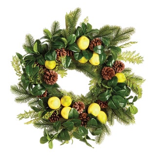 Lemon & Mixed Botanicals Wreath 26" For Sale