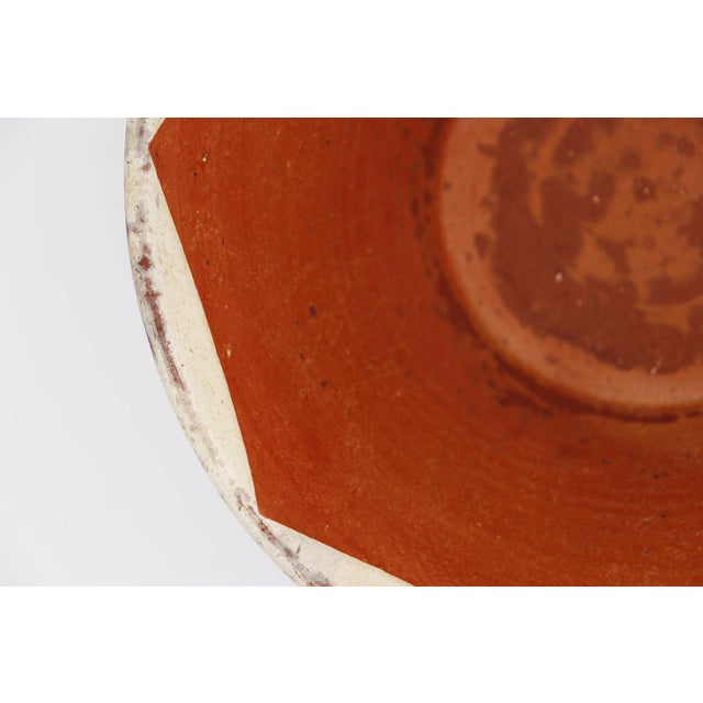 Ceramic 19th Century Portuguese Tan & Orange Terracotta Dairy Bowl, Earthenware For Sale - Image 7 of 11