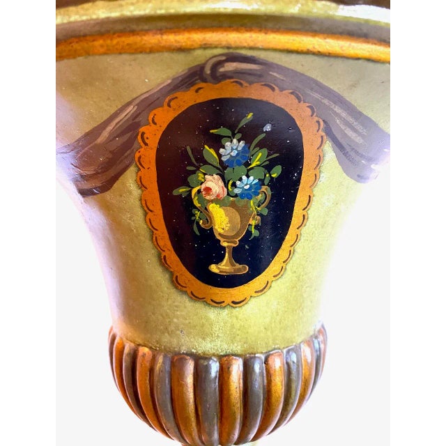 Green Pair of Antique Early 19th Century Hand Carved & Painted Venetian Style Wooden Uplight Floor Lamps For Sale - Image 8 of 9