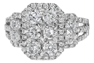 14K White Gold 2 1/4 Cttw Diamond Cocktail Cluster Ring (G-H Color, SI2-I1 Clarity) - Size 7