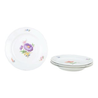Porcelain Plates with Floral Decor from Meissen, Germany, 1930s, Set of 4 For Sale