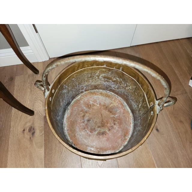 19th Century 19th-Century Hand-Hammered Dovetailed Copper Cauldron With Forged Iron Handle For Sale - Image 5 of 18