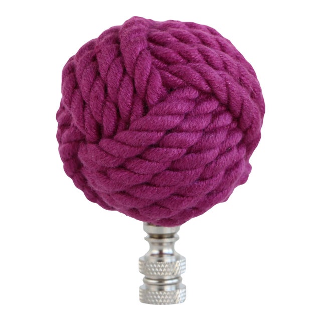 Nautical Knot Lamp Finial in Tyrian Purple on Chrome Hardware For Sale