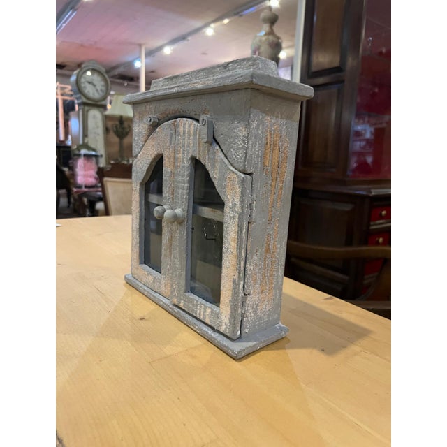 Farmhouse Vintage Wood Curio Cabinet With Glass Doors For Sale - Image 3 of 6