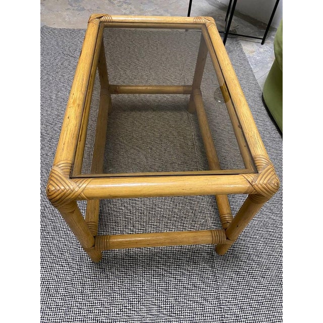 Bamboo Coffee Table with Smoked Glass Top, 1960s For Sale - Image 4 of 5