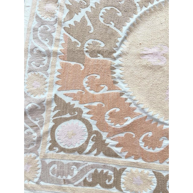 Mid-Century Modern Asian Suzani Embroidered Wall Hanging For Sale - Image 3 of 7