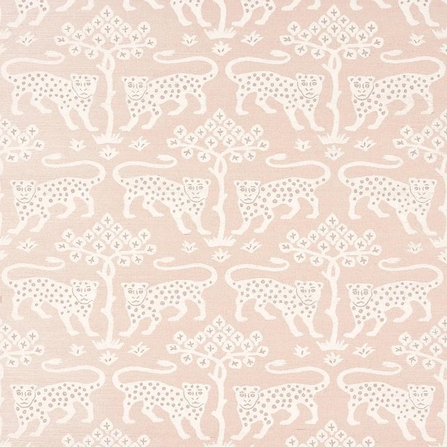 SAMPLE - Schumacher Woodland Leopard Sisal Wallpaper In Petal For Sale