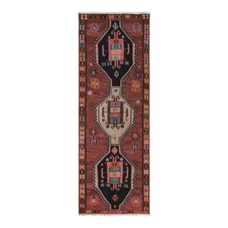 Mid Century Brown Black Kilim Vintage Tribal Flat Weave Rug For Sale