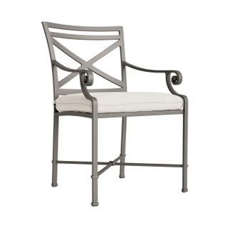 Brown Jordan Venetian Arm Chair, Mica frame with Fusion Natural fabric For Sale