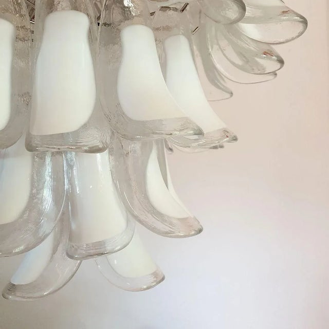 White Murano Glass Chandelier Mazzega Style 1980s For Sale - Image 9 of 11