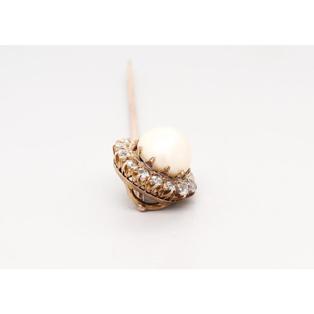 Vintage Mid-Century 14k Gold, Mabe Pearl, and Diamond Stickpin For Sale - Image 11 of 12