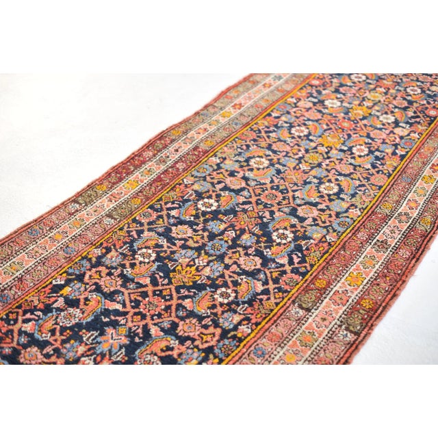 1940s 1940s Water Garden Runner Rug , 4 x 15.5 For Sale - Image 5 of 11