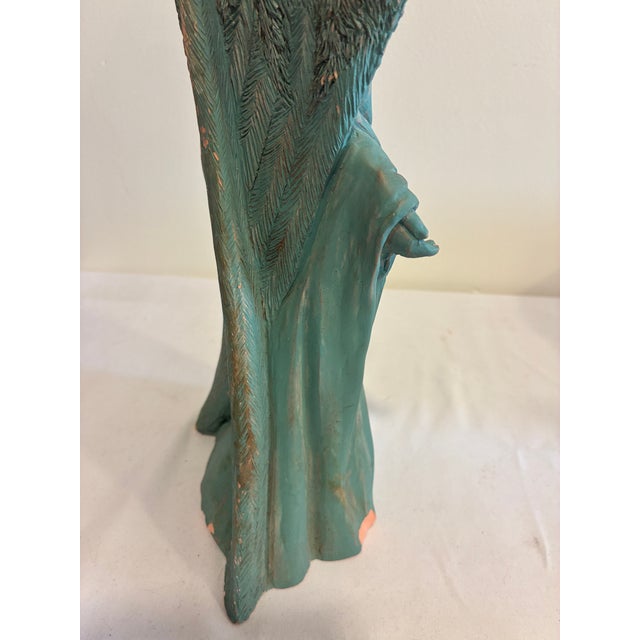 Vintage Terracotta Angel Candle Holder Sculpture With Verdigris Patina For Sale - Image 11 of 15