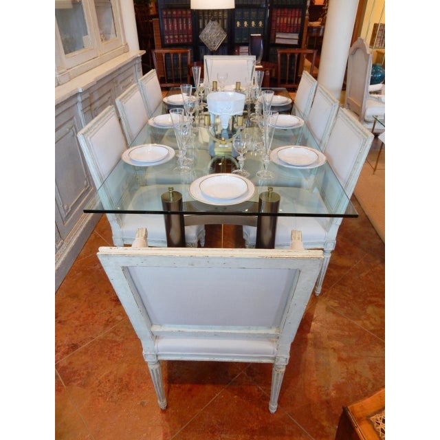 Mid Century Modern Glass And Metal Dining Table Chairish