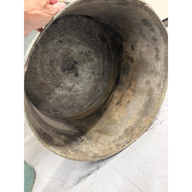 1950s 2 Southeast Asian Bronze Rain Drums with Great Patina For Sale - Image 9 of 18