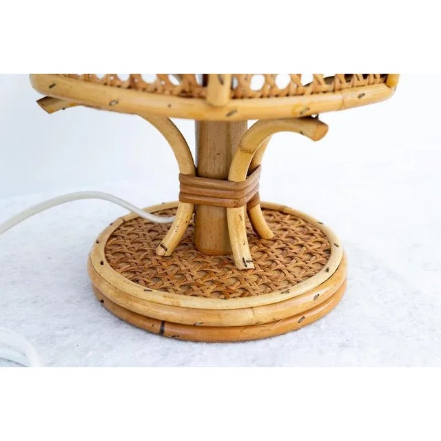 Wood Bamboo, Rattan and Vienna Straw Table Lamps, 1960s, Set of 2 For Sale - Image 7 of 8