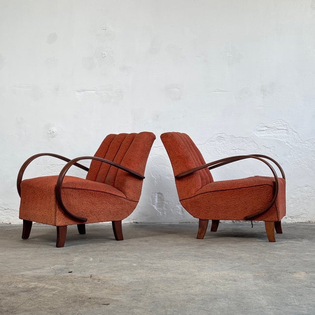 Czechoslovak Art Deco H-410 Armchairs by Jindrich Halabala for Up Závody, 1930s, Set of 2 For Sale - Image 3 of 9