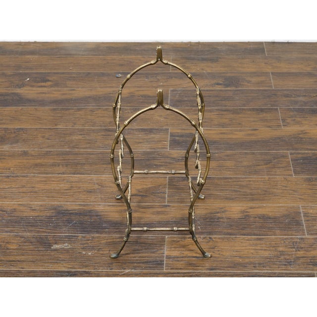 Mid 20th Century French Brass Faux Bamboo Wine Rack with Arching Motifs and Pad Feet For Sale - Image 9 of 12