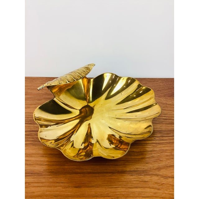 Vintage Brass Clam Shell Serving Tray For Sale - Image 4 of 4