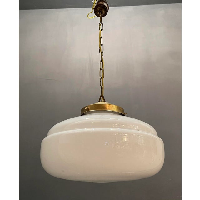 Mid-Century White Murano Glass Pendant Light For Sale - Image 4 of 9