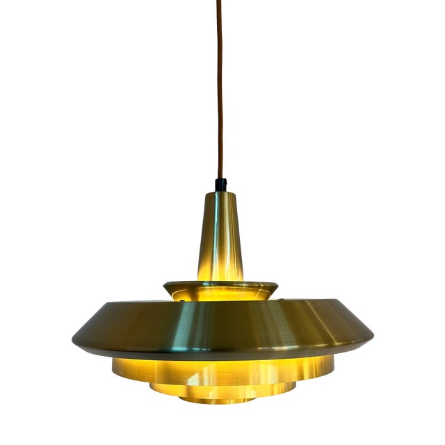 Danish Gold Slatted Lamp For Sale
