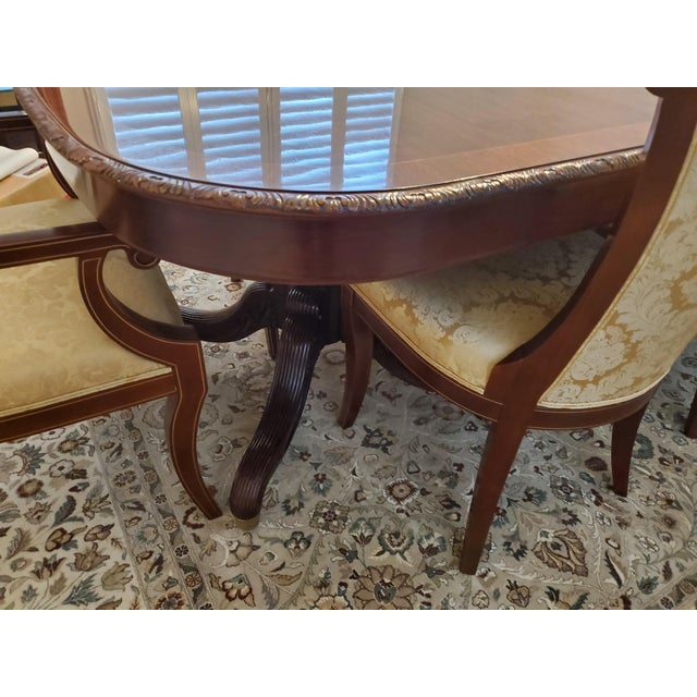 John Widdicomb Regency Style Burl Walnut Double Pedestal Dining Table For Sale - Image 9 of 11