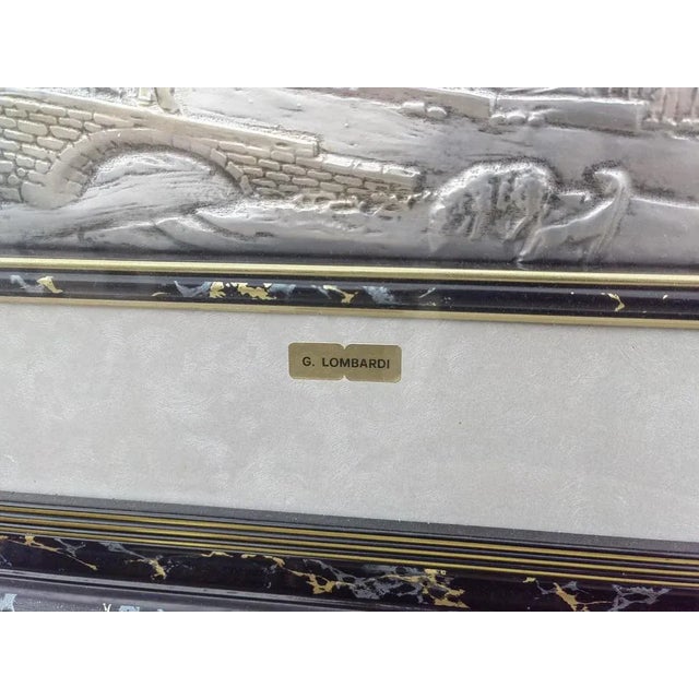 1950s Landscape Bas-Relief on 925 Silver Plate by G. Lombardi, 1950s For Sale - Image 5 of 9