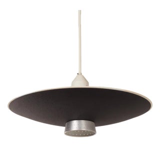 Black Metal Pendant Lamp with Diffuser by Louis Kalff for Philips, 1950s For Sale