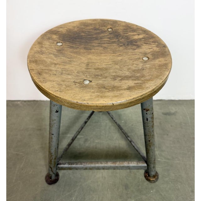 Industrial Grey Workshop Stool, 1960s For Sale - Image 13 of 18