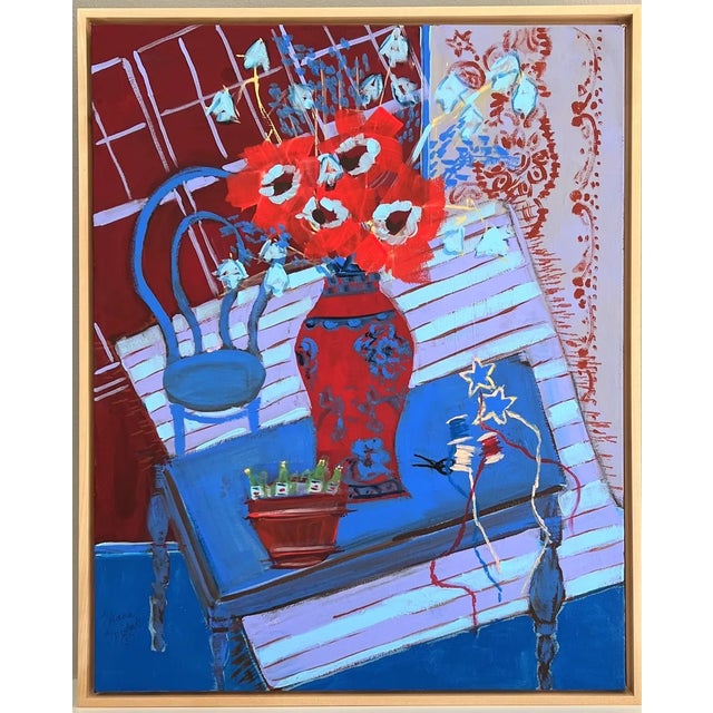 Folk Art Original Framed Painting "Stars and Stripes" by Shann Spishak For Sale In Seattle - Image 6 of 6