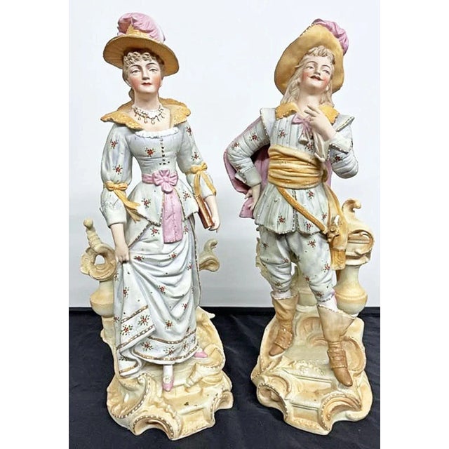 19th Century French Dandy Man And Woman Figurines- a Pair For Sale - Image 10 of 10